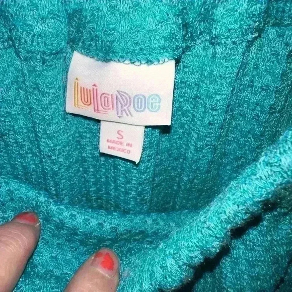 Lularoe small turquoise one‎ shoulder/ off the shoulder Cici dress. NWT - Picture 7 of 9